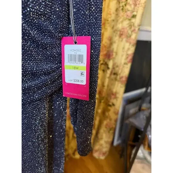 Vince Camuto Blue Sparkle Maxi V-neck Dress Size 18W Brand New With Tags - Picture 2 of 2
